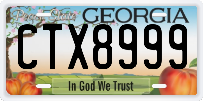 GA license plate CTX8999