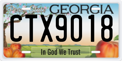 GA license plate CTX9018