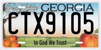 GA license plate CTX9105