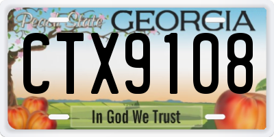 GA license plate CTX9108