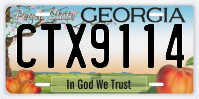 GA license plate CTX9114
