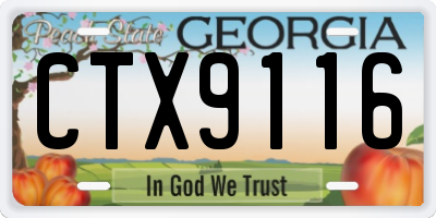 GA license plate CTX9116