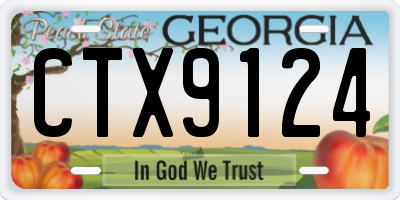 GA license plate CTX9124