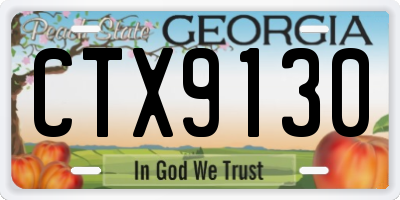 GA license plate CTX9130