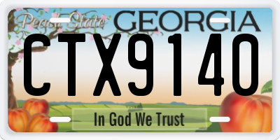 GA license plate CTX9140