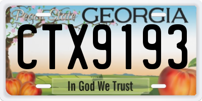 GA license plate CTX9193