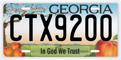 GA license plate CTX9200