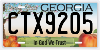 GA license plate CTX9205