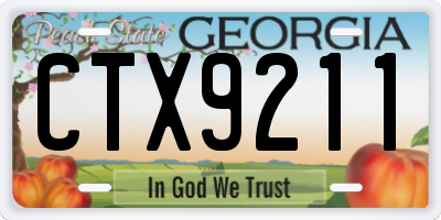GA license plate CTX9211