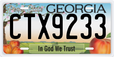 GA license plate CTX9233