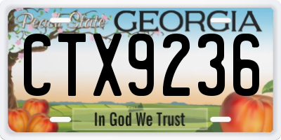 GA license plate CTX9236