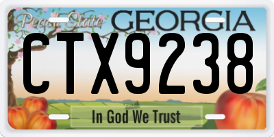 GA license plate CTX9238