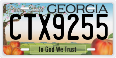 GA license plate CTX9255