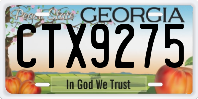 GA license plate CTX9275