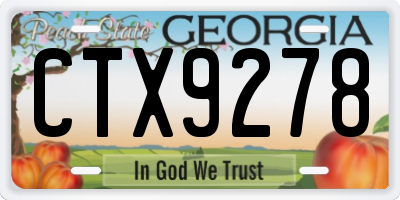 GA license plate CTX9278