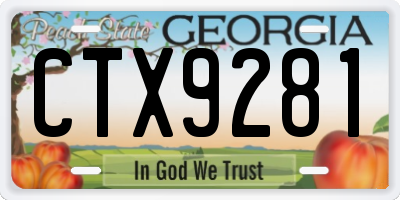 GA license plate CTX9281