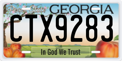 GA license plate CTX9283