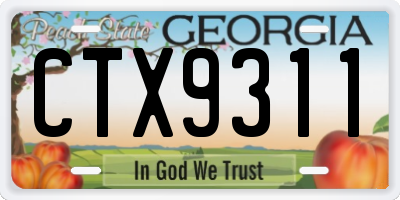 GA license plate CTX9311