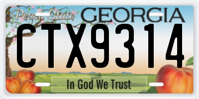 GA license plate CTX9314