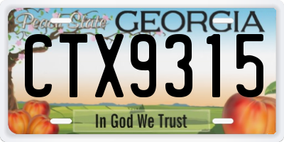 GA license plate CTX9315