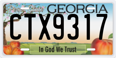 GA license plate CTX9317