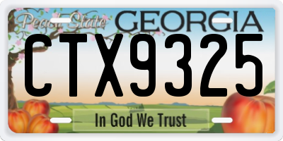 GA license plate CTX9325