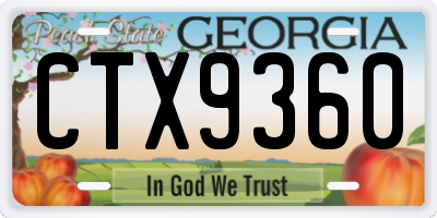 GA license plate CTX9360