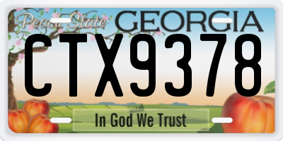 GA license plate CTX9378