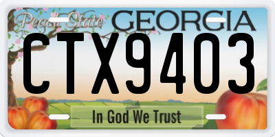 GA license plate CTX9403