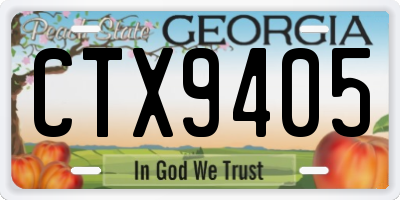 GA license plate CTX9405