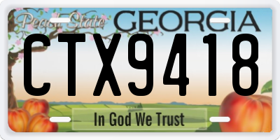 GA license plate CTX9418