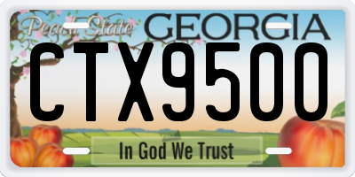 GA license plate CTX9500