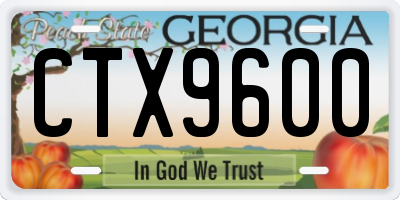 GA license plate CTX9600