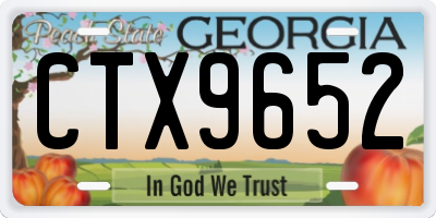 GA license plate CTX9652