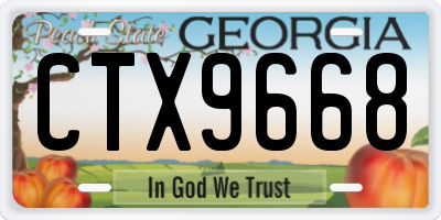 GA license plate CTX9668