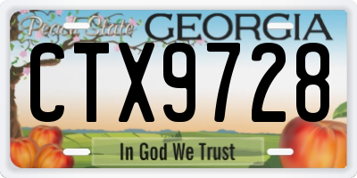 GA license plate CTX9728