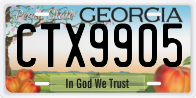 GA license plate CTX9905