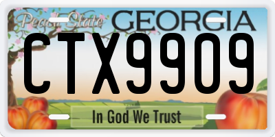 GA license plate CTX9909
