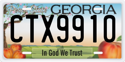 GA license plate CTX9910