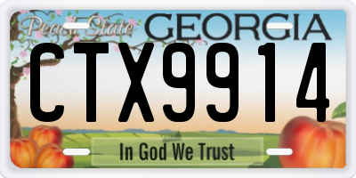 GA license plate CTX9914