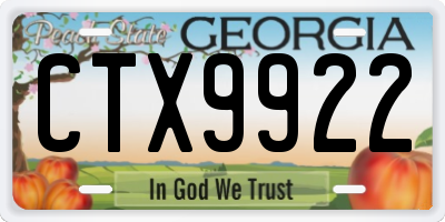 GA license plate CTX9922