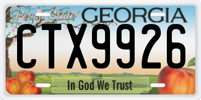 GA license plate CTX9926