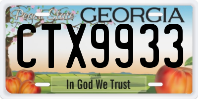 GA license plate CTX9933