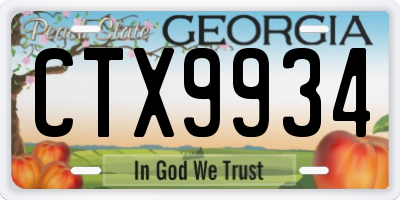 GA license plate CTX9934