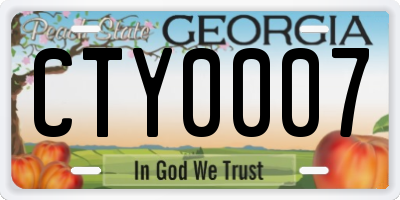 GA license plate CTY0007