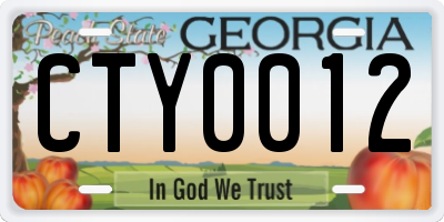 GA license plate CTY0012