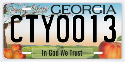 GA license plate CTY0013