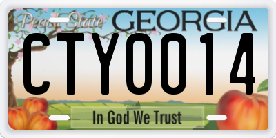 GA license plate CTY0014