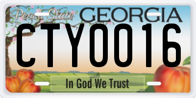 GA license plate CTY0016