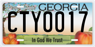 GA license plate CTY0017